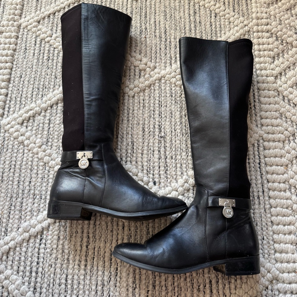 Michael Kors Leather / Stretch Black Riding Boots - Size 6.5